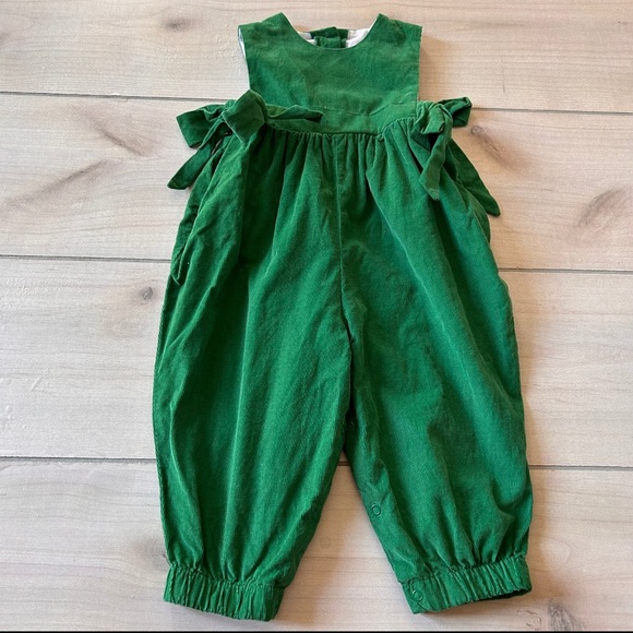 stellybelly Other - Stellybelly Green Corduory Side Tie Bubble Romper